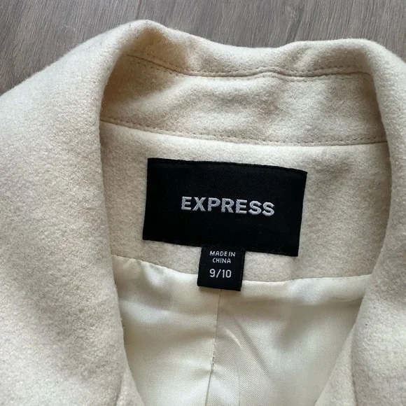 Express Classic Cream Wool Coat - Picture 2 of 9